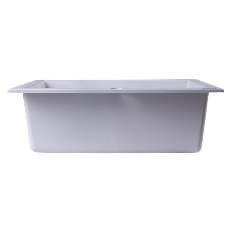 24" White Granite Composite Single Bowl Kitchen Sink