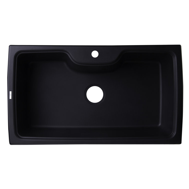 Black Granite 35'' Drop-In Single Bowl Kitchen Sink