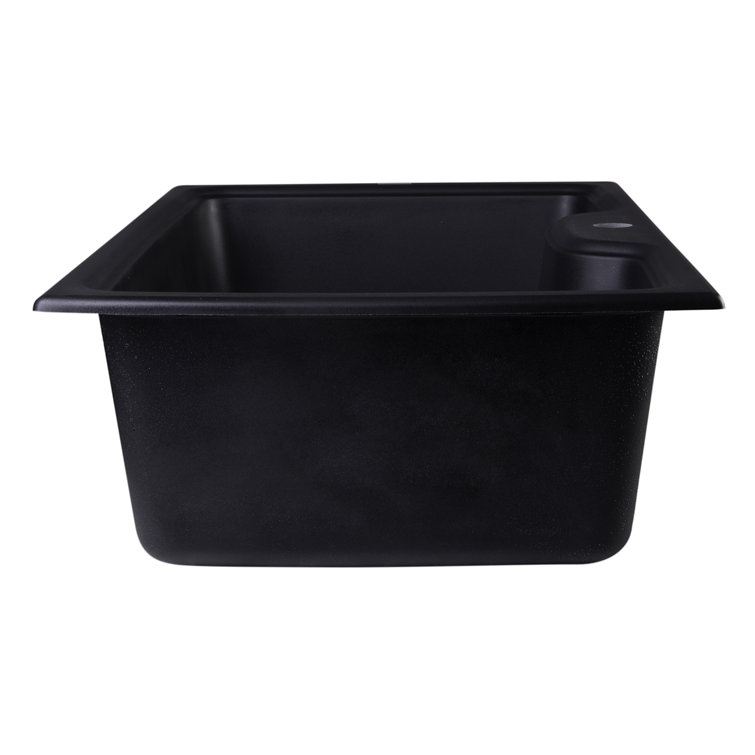 Black Granite 35'' Drop-In Single Bowl Kitchen Sink