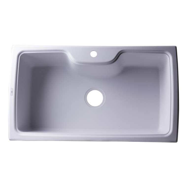 White 35'' Drop-In Single Bowl Granite Kitchen Sink