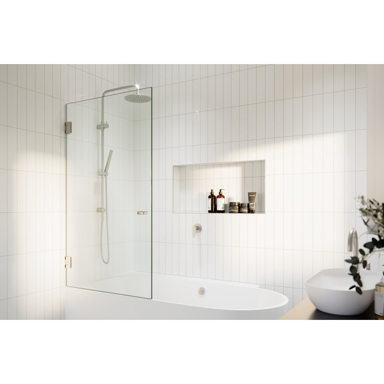 Albedo 58.25" Frameless Glass Bathtub Shower Door with Brushed Nickel Finish