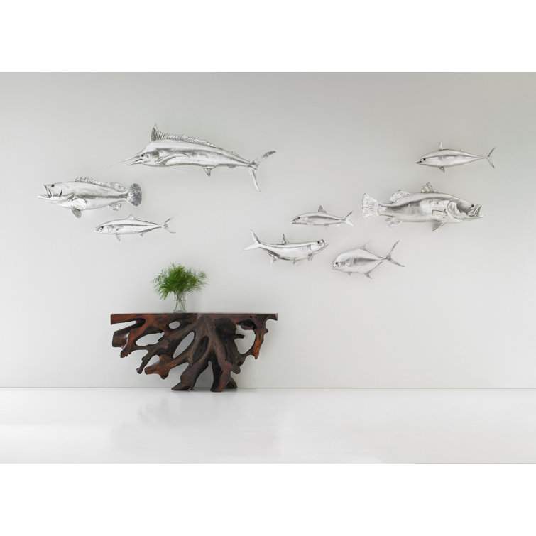 Silver Resin Fish Wall Sculpture for Kids