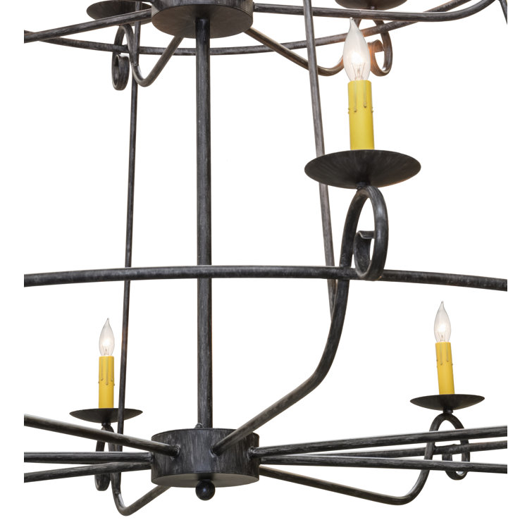 Grand Antique Iron Gate 24-Light Faux Candle Chandelier