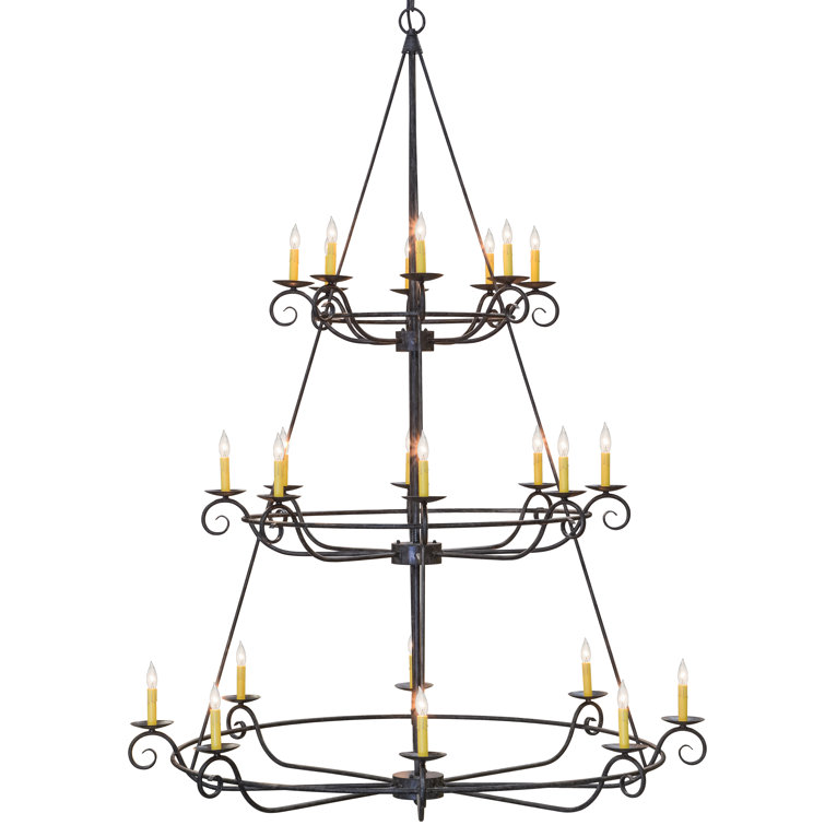 Grand Antique Iron Gate 24-Light Faux Candle Chandelier