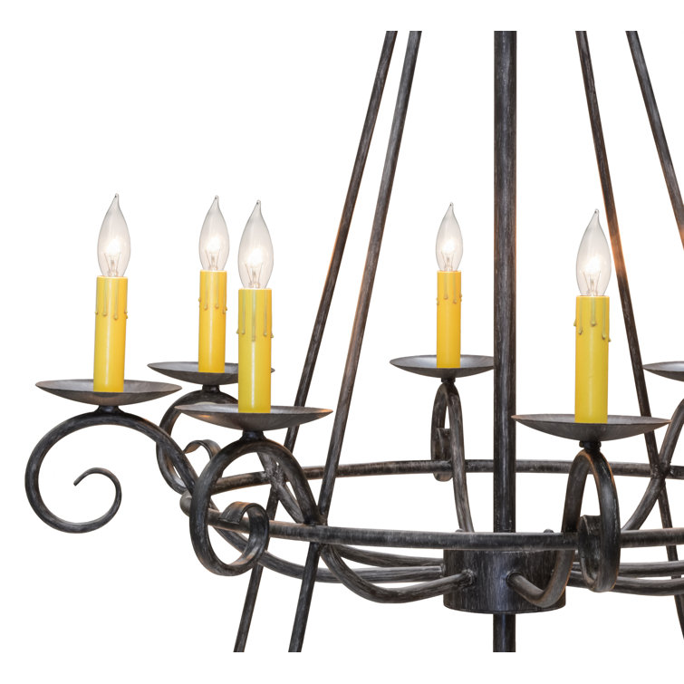 Grand Antique Iron Gate 24-Light Faux Candle Chandelier