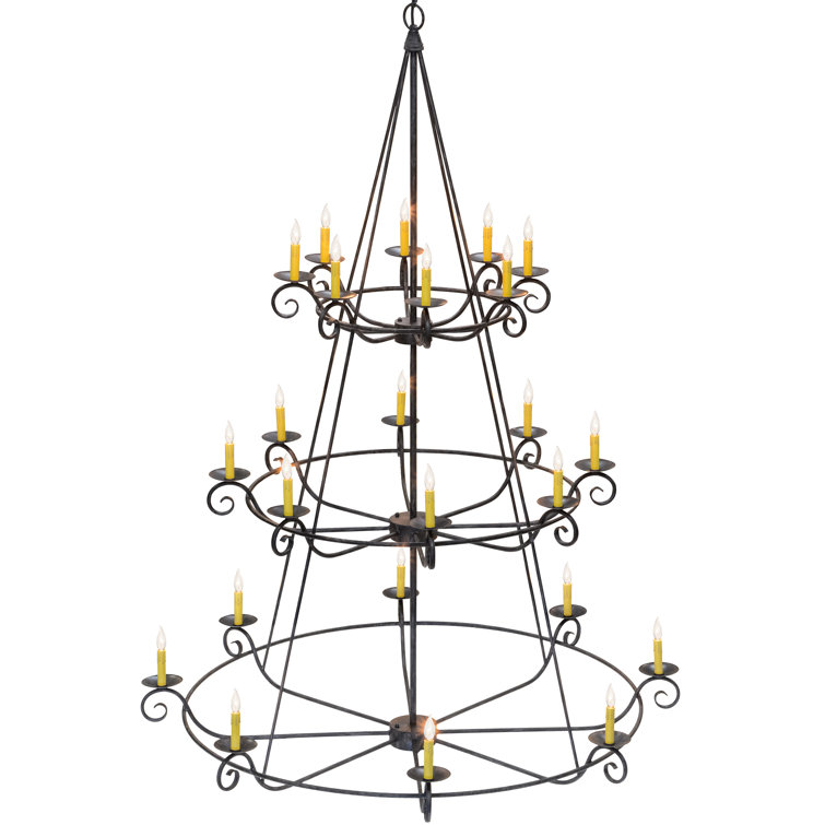 Grand Antique Iron Gate 24-Light Faux Candle Chandelier