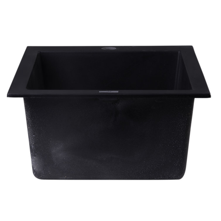 Black Granite Composite Drop-In Kitchen Sink
