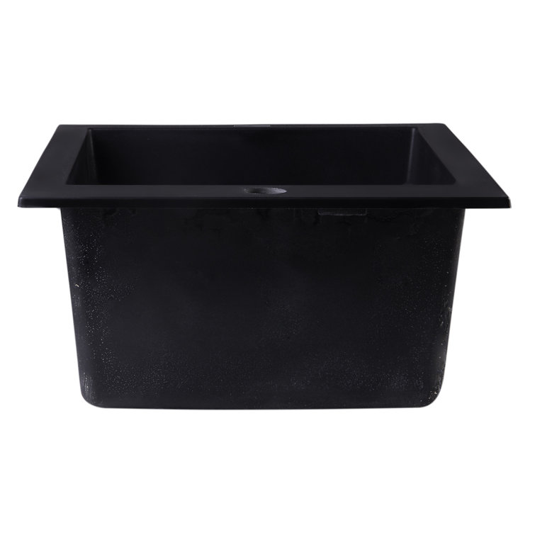 Black Granite Composite Drop-In Kitchen Sink