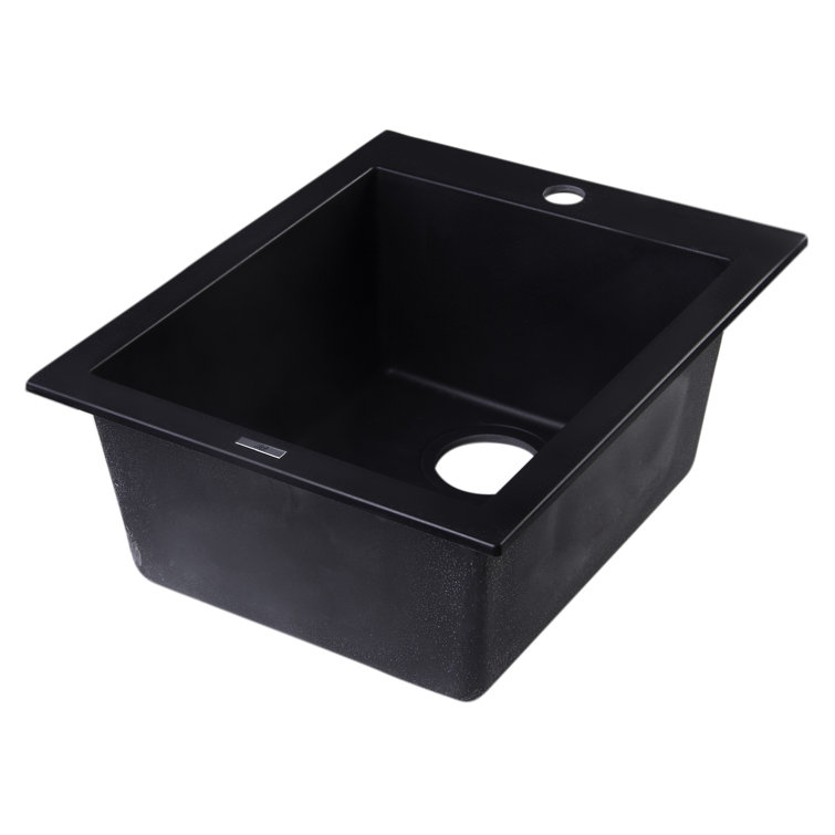 Black Granite Composite Drop-In Kitchen Sink