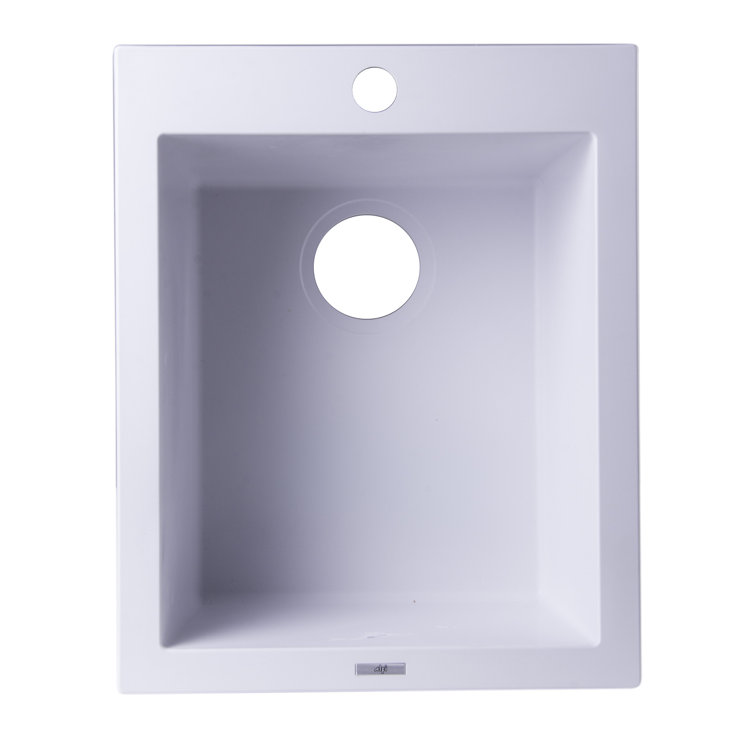 19.88'' White Granite Single Bowl Drop-In Kitchen Sink