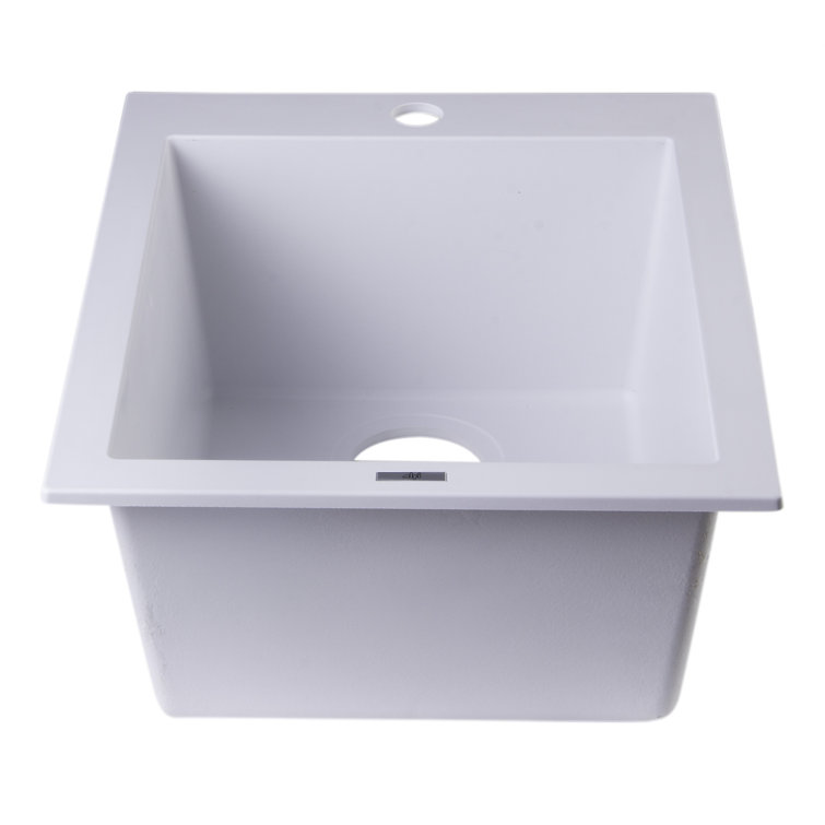 19.88'' White Granite Single Bowl Drop-In Kitchen Sink
