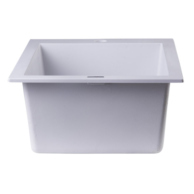 19.88'' White Granite Single Bowl Drop-In Kitchen Sink