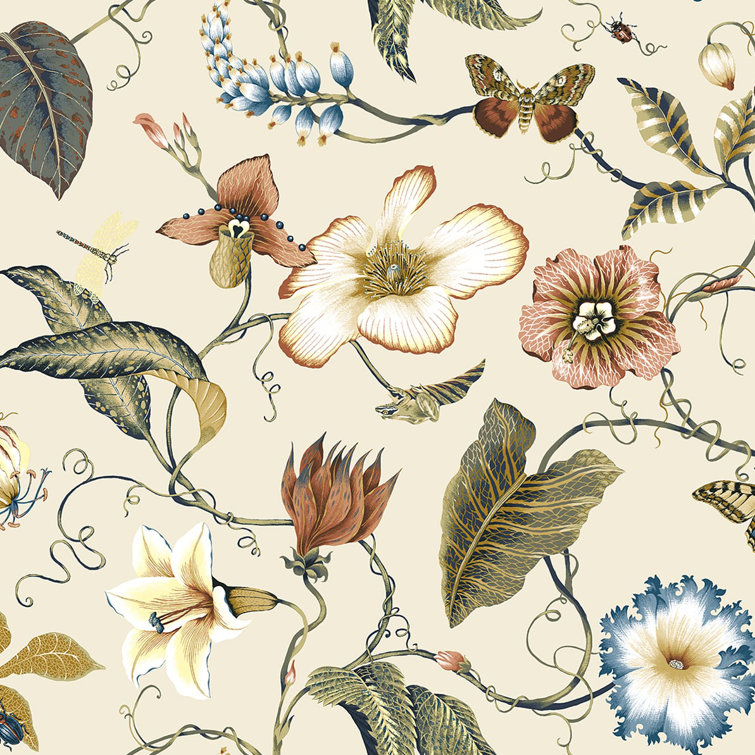 Alabaster Floral Peel and Stick Vinyl Wallpaper Roll