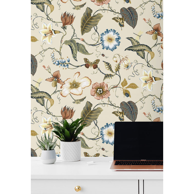 Alabaster Floral Peel and Stick Vinyl Wallpaper Roll