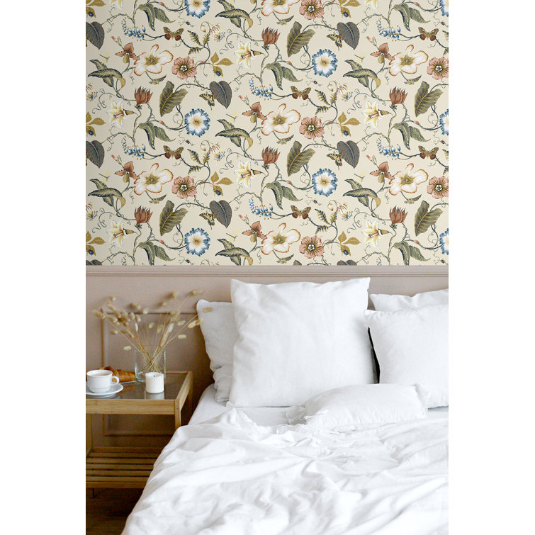 Alabaster Floral Peel and Stick Vinyl Wallpaper Roll