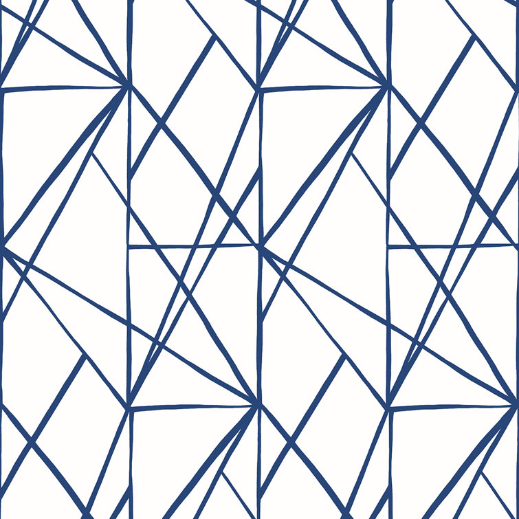 Navy Blue Geometric Peel and Stick Vinyl Wallpaper