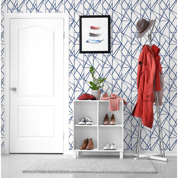 Navy Blue Geometric Peel and Stick Vinyl Wallpaper