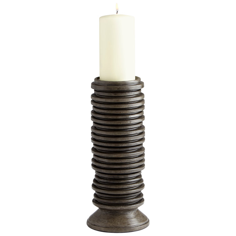 Black Ceramic 12" Ribbed Candlestick Holder
