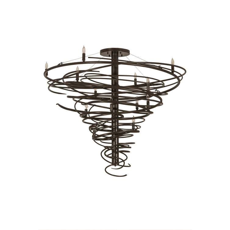 Cyclone Bronze 14-Light Geometric Candle Chandelier