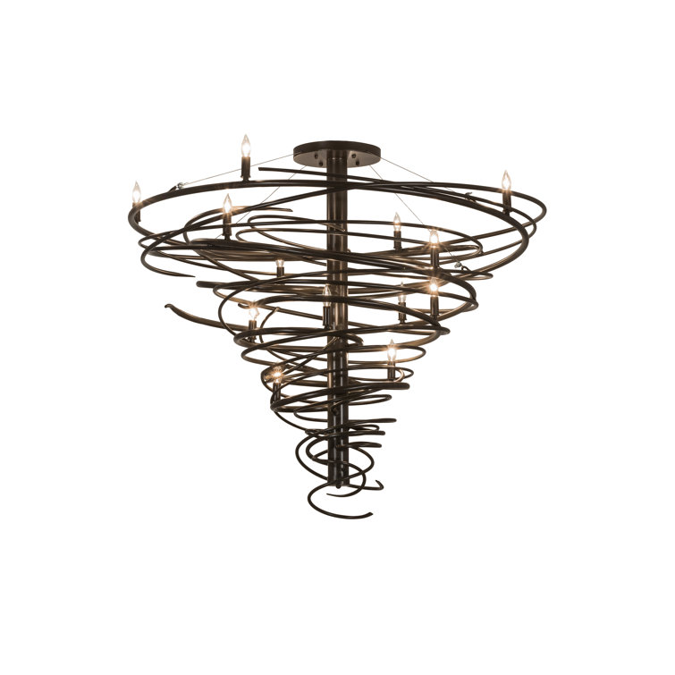 Cyclone Bronze 14-Light Geometric Candle Chandelier