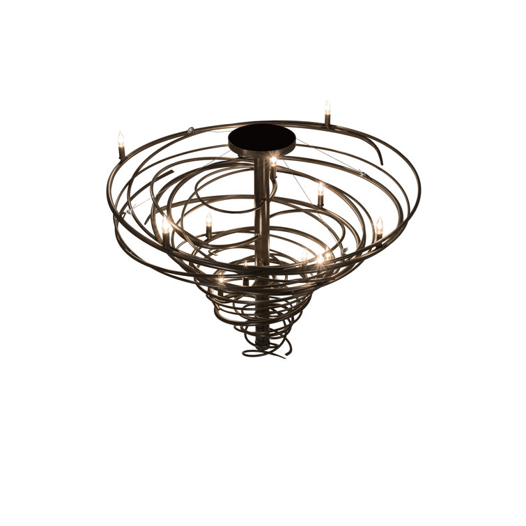 Cyclone Bronze 14-Light Geometric Candle Chandelier