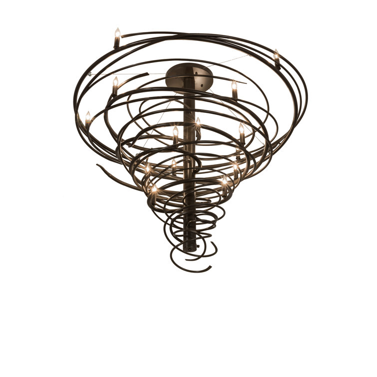 Cyclone Bronze 14-Light Geometric Candle Chandelier