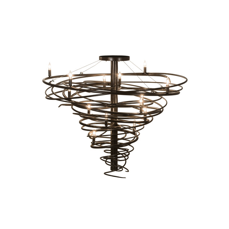 Cyclone Bronze 14-Light Geometric Candle Chandelier