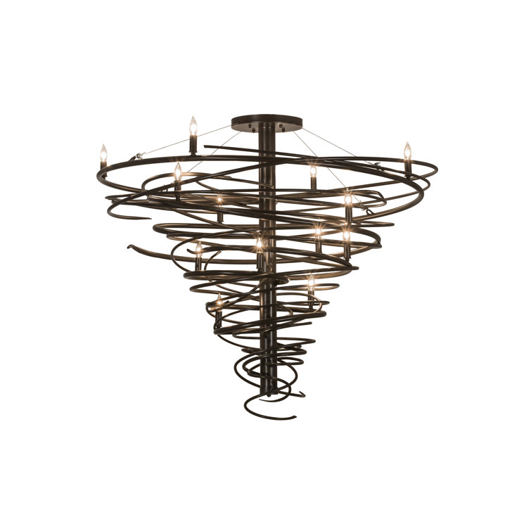Cyclone Bronze 14-Light Geometric Candle Chandelier