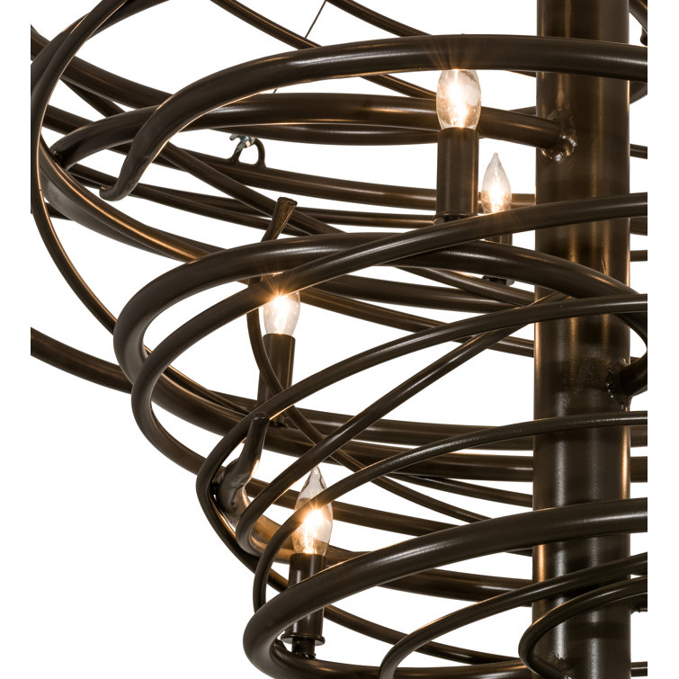 Cyclone Bronze 14-Light Geometric Candle Chandelier