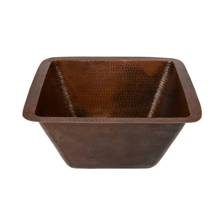 15" Square Hammered Copper Bar Sink in Oil Rubbed Bronze Finish