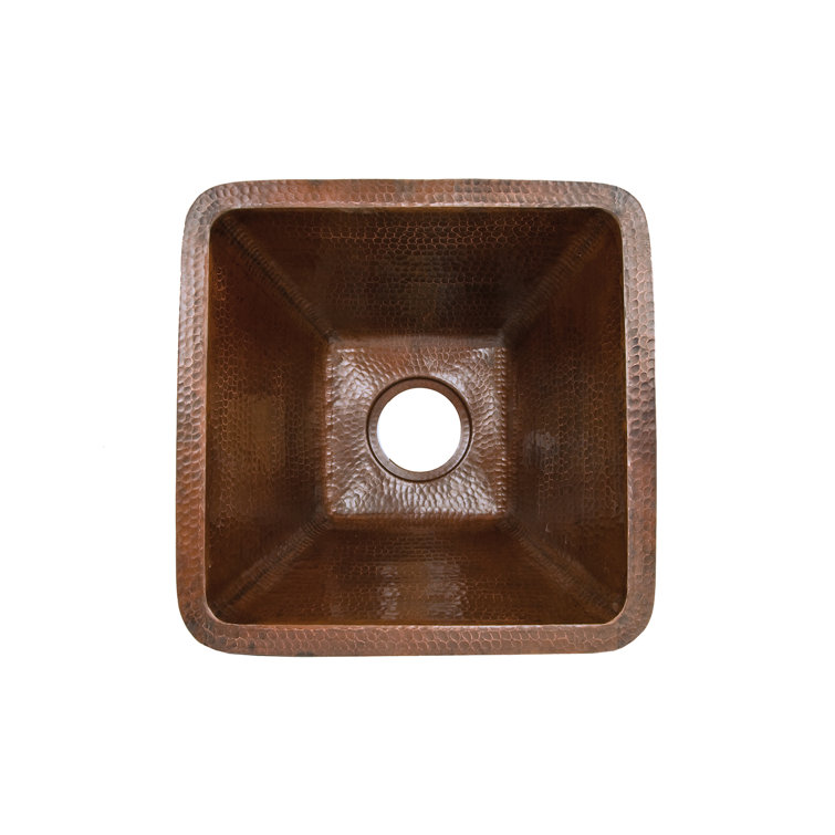 17'' Hammered Copper Square Bar/Prep Sink