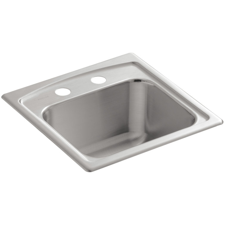 Stainless Steel Drop-In Bar Sink with Dual Faucet Holes