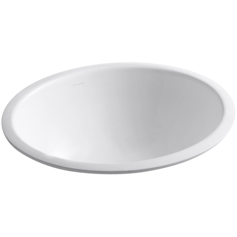White Ceramic Oval Undermount Bathroom Sink