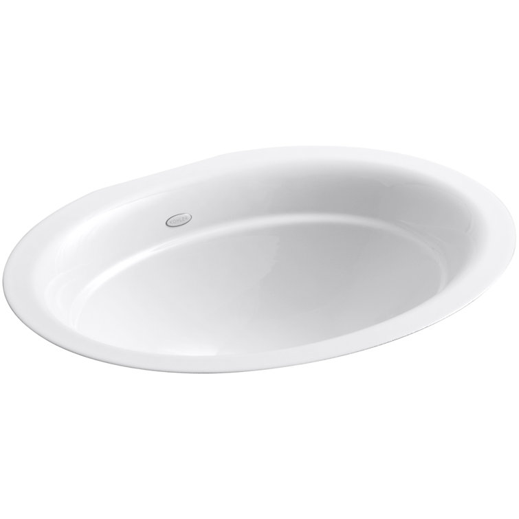 Serif White Cast Iron Oval Undermount Bathroom Sink
