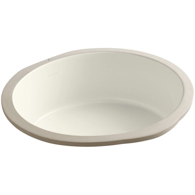 Verticyl Biscuit Ceramic Round Undermount Bathroom Sink