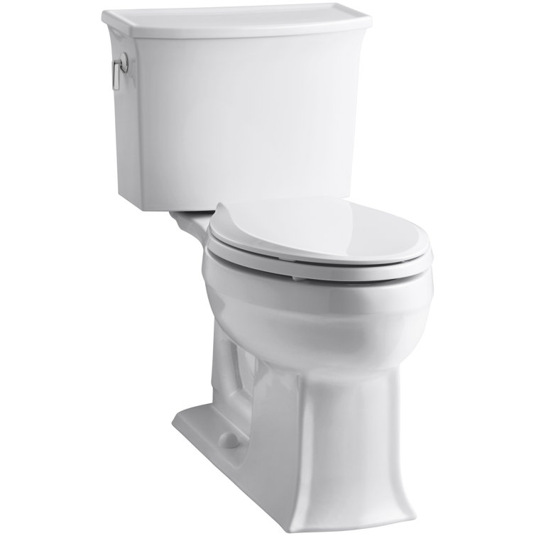 White Ceramic Elongated Two-Piece High Efficiency Toilet