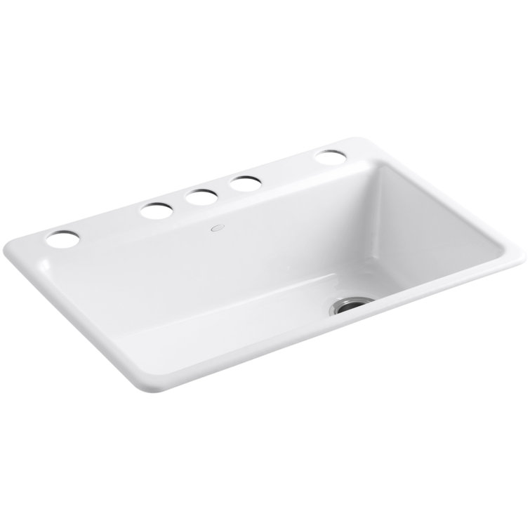 White Cast Iron Single Bowl Kitchen Sink with Accessories