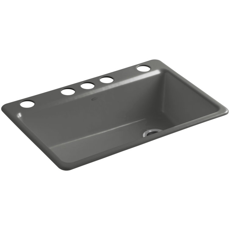 Thunder Grey Cast Iron Drop-In Single Bowl Kitchen Sink