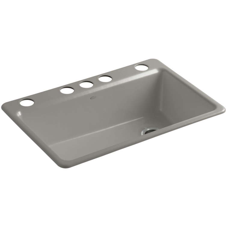 Elegant Gray 33" Undermount Cast Iron Kitchen Sink with Accessories