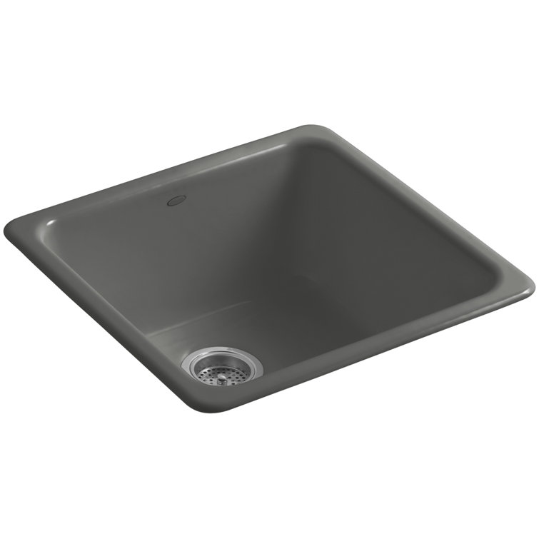Thunder Grey Enameled Cast Iron Single Bowl Kitchen Sink