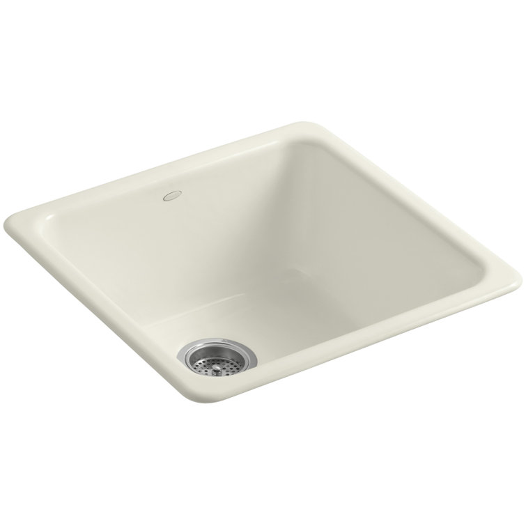 Biscuit Enameled Cast Iron Single-Bowl Kitchen Sink