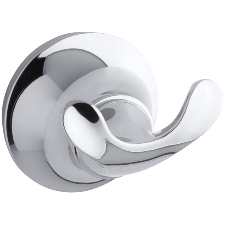 Polished Chrome Double Robe Hook with Sculpted Design