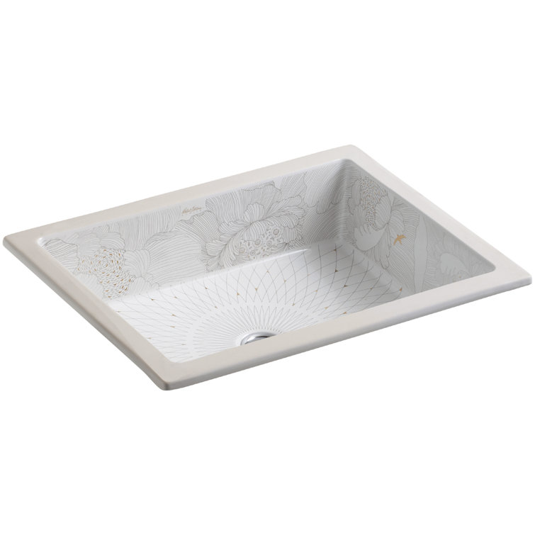 White Rectangular Ceramic Undermount Bathroom Sink