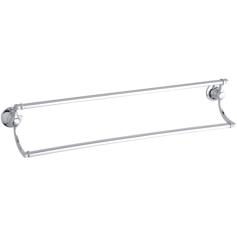 Polished Chrome 24" Double Wall Mounted Towel Bar