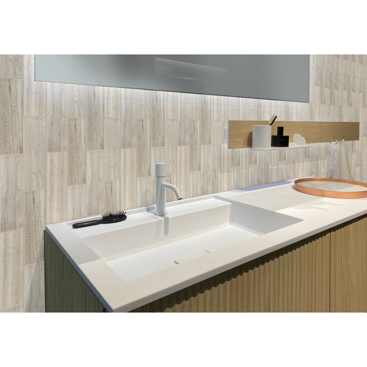 Beige and Yellow 4" x 12" Honed Marble Subway Tile