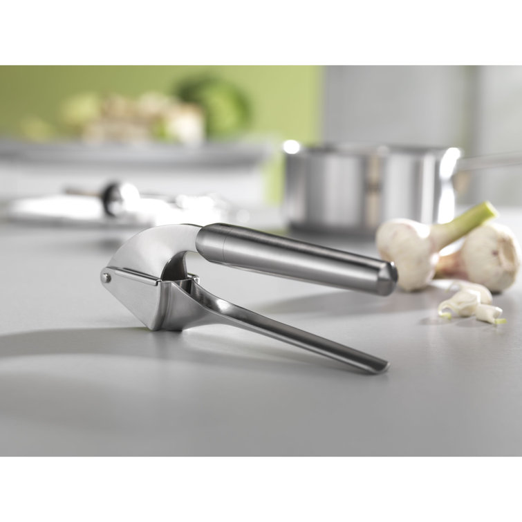 Stainless Steel Ergonomic Garlic Press with Dual Grid