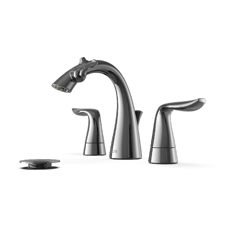 Gloss Black Nickel Widespread Fountain Bathroom Faucet