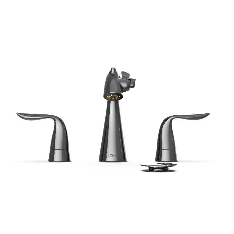 Gloss Black Nickel Widespread Fountain Bathroom Faucet