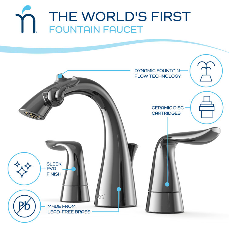 Gloss Black Nickel Widespread Fountain Bathroom Faucet
