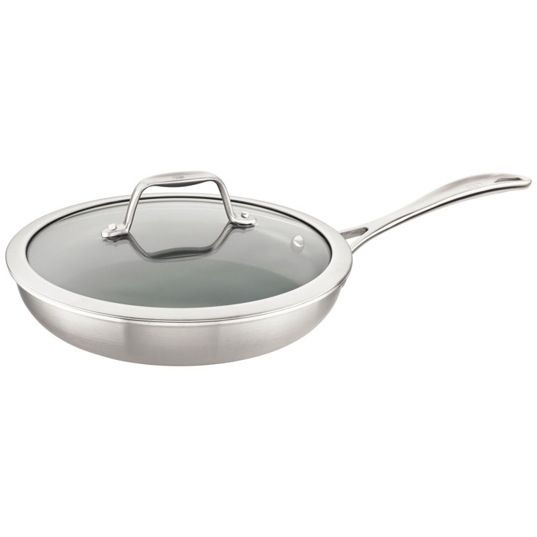9.5-inch Stainless Steel Ceramic Nonstick Fry Pan with Lid